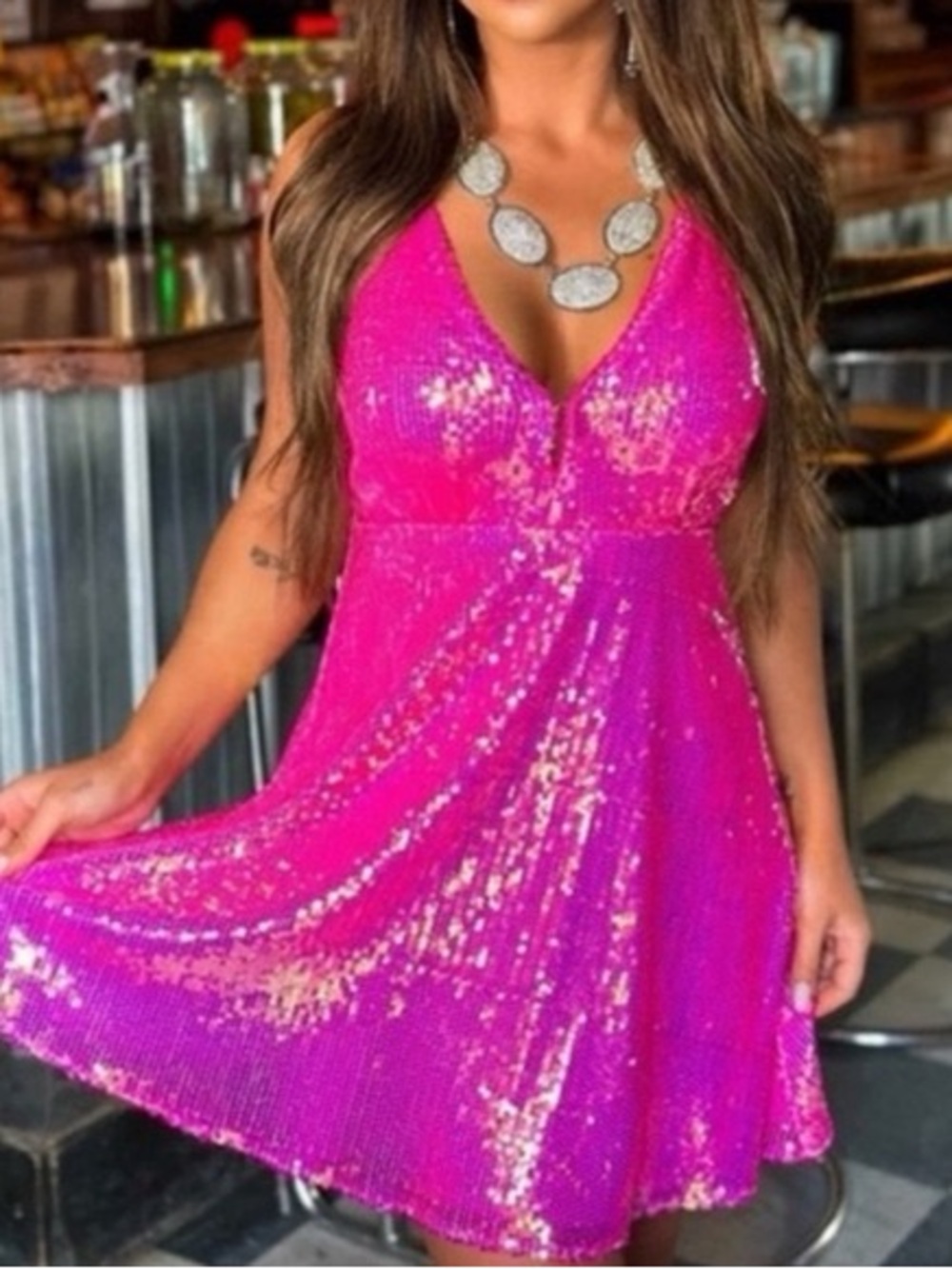 Southern Fried Chics Hot Link Sequin Dress Sz M